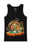 Retro Nature Frequency – Geometric Circles Tank Top with Mountain and Forest Scenery