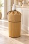 Bamboo Woven Water Jug Cover with Ruched Fabric Top—Decorative Water Jug Cover