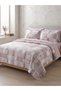 Double-Size Patterned Pique Bedspread Set and Bedspread Set - Gray Leaf Pattern - Includes Bed Sheet - 4-Piece Set" - 2