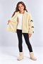 Girls' Plush, Heat-Retaining, With Bow Detail, Transitional Winter Cardigan Ak4180