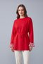 Red - Paneled Tunic with Striped Cuffs RED - 3