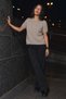 Women's Crew Neck Casual Cream Knit Sweater - 4