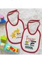 BK Kids "Auntie" Design Red Baby Bib Set of 2 - 1 - 2