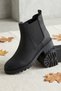 Women's Black Chelsea Boots with Elastic Sides, Thick Treaded Soles, Casual and Comfortable Short Boots - 6