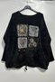 Women's Italian Gilded Floral Pattern Loose-Fitting Velvet Blouse. - 2