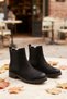 Women's Black Suede Chelsea Boots with Elastic Side Panels and Treaded Soles—Casual Short Boots - 4