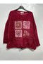 Women's Italian Gilded Floral Pattern Loose-Fitting Velvet Blouse. - 2