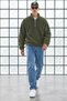 Men's Soft-Textured Winter Khaki Fleece-Lined Half-Zip Coat - 3