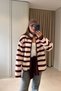 Burgundy/Ecru - Side-Zip Closure Jacket Burgundy/Ecru - 6
