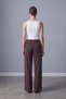 Dark Coffee - Woven Fabric Elasticated Hem Wide-Leg Pants in Dark Coffee - 4