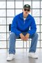 Men's Soft-Textured Half-Zip Winter Blue Fleece-Lined Pullover - 4