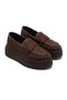 Women's Coffee-Colored Loafers embellished with stones, with a thick sole and a lightweight, slightly elevated platform