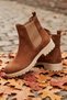 Women's Taba Suede Chelsea Boots with Elastic Side Panels, Cream, thick sole, casual short boots - 3