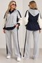 Women's Hooded Zippered Two-Piece Tracksuit - 6600-m - Red