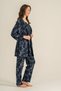 Women's Leaves Navy Blue Dressing Gown Set Pc9260-S-V1 - 7