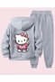Hoodie Hey ! We Did It Back Printed 100% Cotton 3 Thread Winter Girls' Track Suit Set Without Pockets