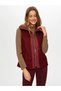 Women's Quilted Trimmed Ruffled Plum Vest Uw26Kyl005 - 3