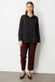 Plus Size Black Women's Satin Shirt with Buttons 03505 - 2