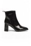 Stylish Black Patent Leather Women’S Classic Boots with Zipper and Chunky Heel, Pc-56112.