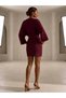 Women's Knit Batwing Sleeve Short Dress - 2