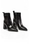 Stylish Black Patent Leather Women’S Classic Boots with Zipper and Chunky Heel, Pc-56112. - 3
