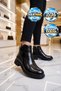 Stylish and Comfortable Black Shiny Women's Classic Boots with Zipper and Ankle Strap Pc-56080 - 4