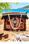 Ethnic Patterned Tassel Kilim Zippered Shoulder Bag, Bohemian Picnic Bag, 50X30 Cm. - 4