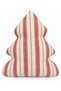 Christmas Tree Pillow 50 cm – Red Striped Linen Fabric, Filled Decorative Pillow. - 3