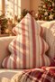 Christmas Tree Pillow 50 cm – Red Striped Linen Fabric, Filled Decorative Pillow. - 4
