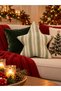 Green Striped Linen Star Pillow, 50 cm – Filled Christmas Pillow. - 2