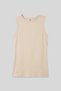 Basic O Neck Zero Sleeve Slim Fit Women's Tank Top Beige 97313 - 3