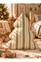 Green Striped Linen Christmas Tree Pillow, 50 cm – Filled Decorative Pillow.