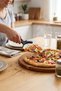 2-in-1 Pizza Cutter and Serving Spatula, Pizza Slicing and Serving Shovel with Roulette Blade. - 2