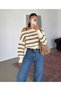 Women's Boat Neck Striped Loose Long Sleeve Knitwear Sweater