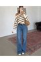 Women's Boat Neck Striped Loose Long Sleeve Knitwear Sweater - 3