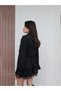 Women's Shirt Collar Belted Skirt Layered Lace Mini Dress - 5