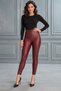 Women's High-Waisted, Slim-Fit Leather Pants with Lace-Up Detail / Lace up Leather Pants - 7