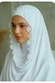 Genuine Handmade Embroidered Prayer Headscarf. White Color, Mevlüt Prayer Shawl, Embroidered Writing for Bridal Trousseau. - 2