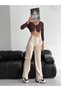 Women's High-Waisted Wide-Leg Leather Cargo Pants.