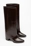 Women's Brown Boots - Heeled Boots with Zipper and Detachable Sole.