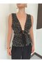 Sequined blouse with string ties - 2