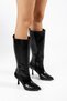 Women's Black Stiletto Heel Boots with Zipper - 3