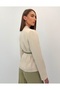 Avelina Belted Blazer with Belt Detail and Contrast Trimming, Paired with Pants—Cream and Light Khaki Suit - 7