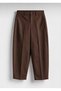 Women's Pants Barrel Pants Cloutte Pants High Stylish Boyfriend Wide Leg Brown Fabric Pants - 4