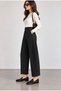 Women's Pants Barrel Pants Cloutte Pants High Stylish Boyfriend Wide Leg Black Fabric Pants - 2