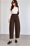 Women's Pants Barrel Pants Cloutte Pants High Stylish Boyfriend Wide Leg Brown Fabric Pants