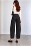 Women's Pants Barrel Pants Cloutte Pants High Stylish Boyfriend Wide Leg Black Fabric Pants - 3
