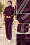 Women's Stone Embroidered Stripe Detailed Sports Tracksuit Set - 2