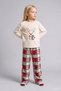 New Year's Deer-Printed Plaid Welsoft Plush 2-Piece Pajama Set for Girls, Baby I0130A526Wn.