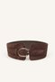 Women's Oval Buckle Suede-Look Faux Leather Wide Belt H7544Axns